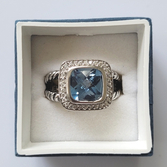 Blue Cubic Zirconia Double Cable Style Blue Ice Ring Size 9.25 - Picture 10 of 12